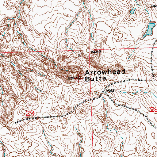 Topographic Map of Arrowhead Butte, SD