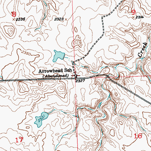 Topographic Map of Arrowhead School, SD