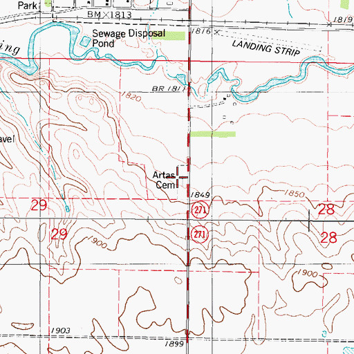 Topographic Map of Artas Cemetery, SD