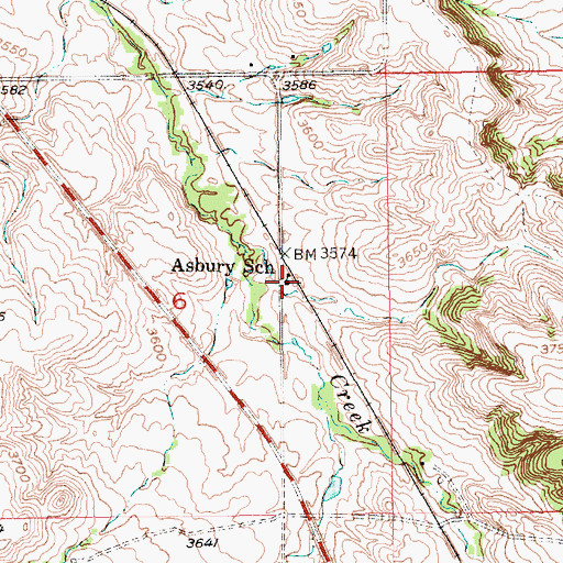 Topographic Map of Asbury School, SD