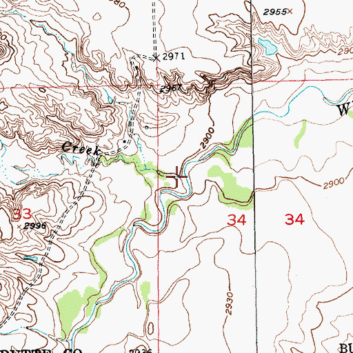 Topographic Map of Ash Creek, SD