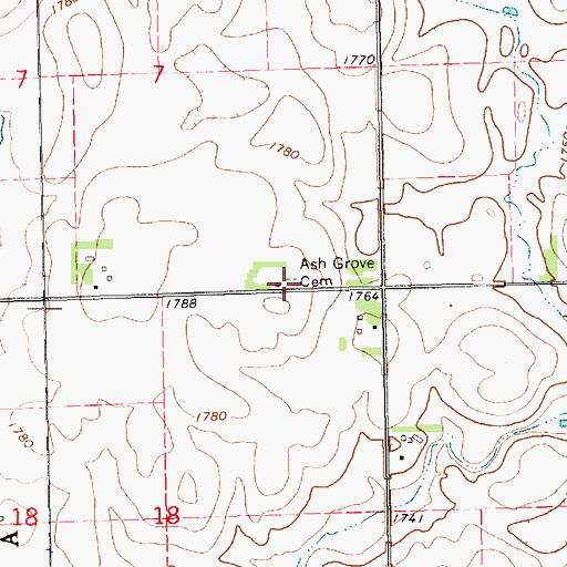 Topographic Map of Ash Grove Cemetery, SD