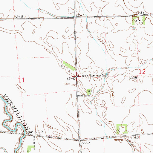 Topographic Map of Ash Grove School, SD