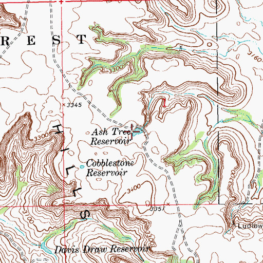 Topographic Map of Ash Tree Reservoir, SD