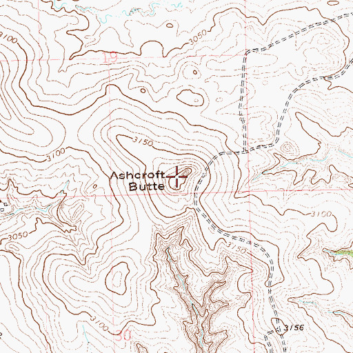 Topographic Map of Ashcroft Butte, SD