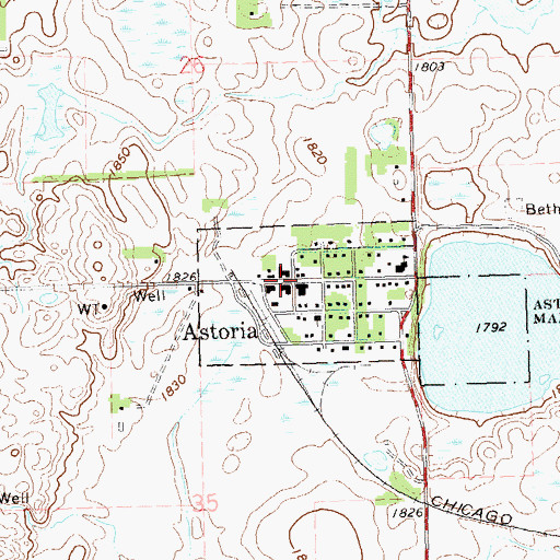 Topographic Map of Astoria, SD
