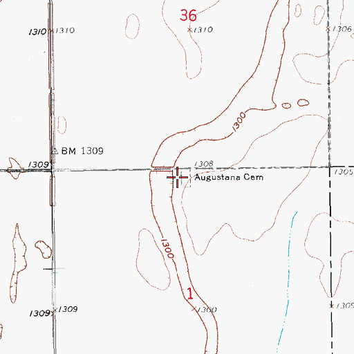 Topographic Map of Augustana Cemetery, SD