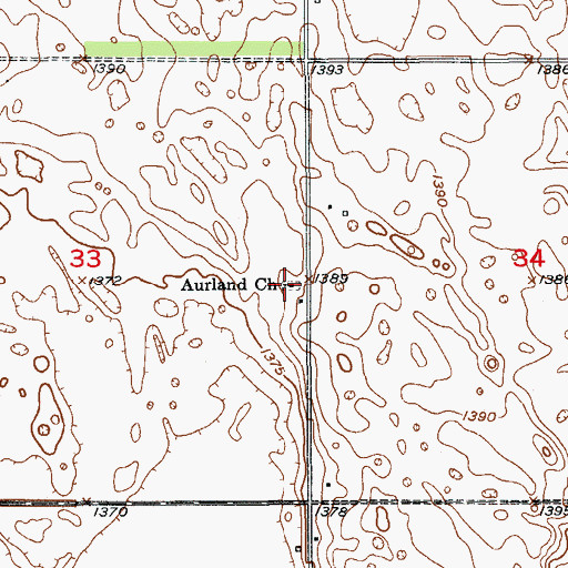 Topographic Map of Aurland Church, SD