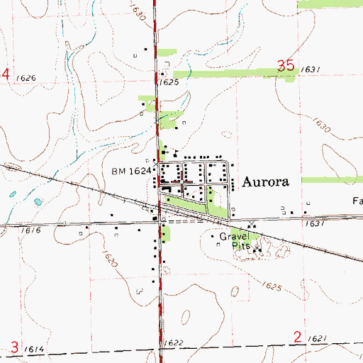 Topographic Map of Aurora, SD