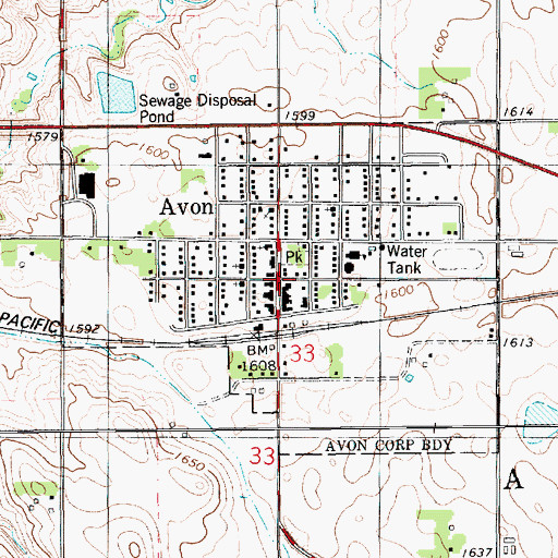 Topographic Map of Avon, SD