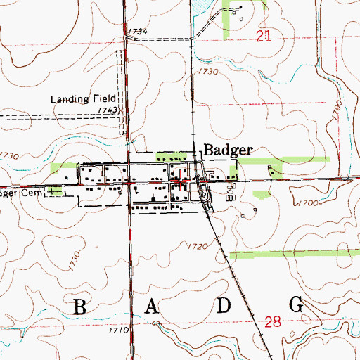 Topographic Map of Badger, SD