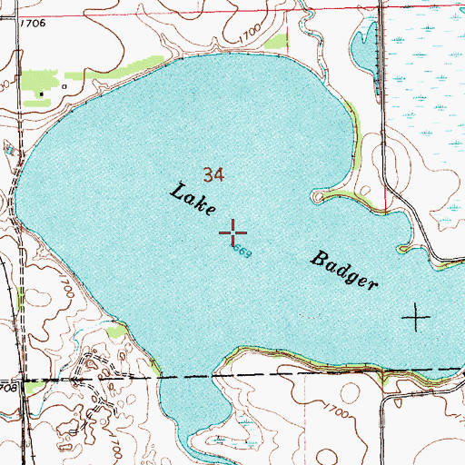 Topographic Map of Lake Badger, SD