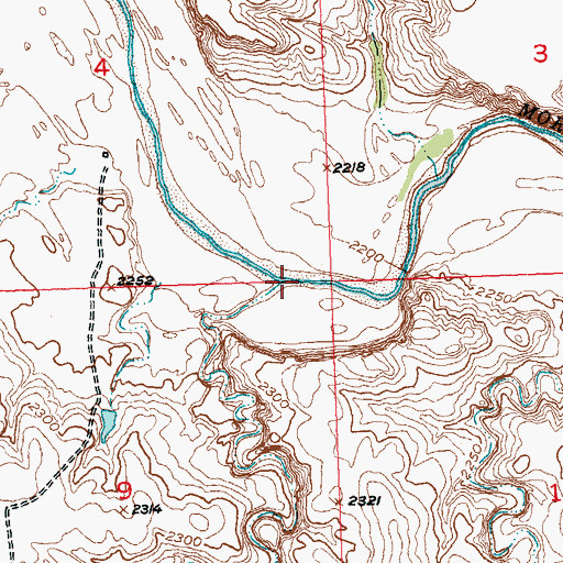 Topographic Map of Badlands Creek, SD