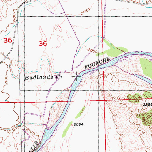Topographic Map of Badlands Creek, SD
