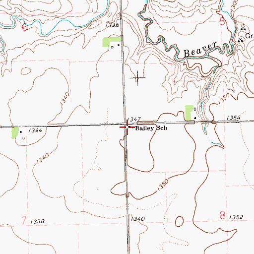 Topographic Map of Bailey School, SD