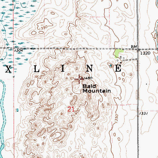 Topographic Map of Bald Mountain, SD