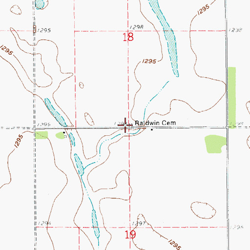 Topographic Map of Baldwin Cemetery, SD
