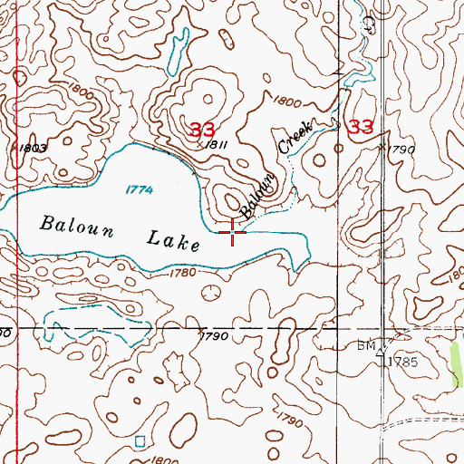 Topographic Map of Baloun Creek, SD