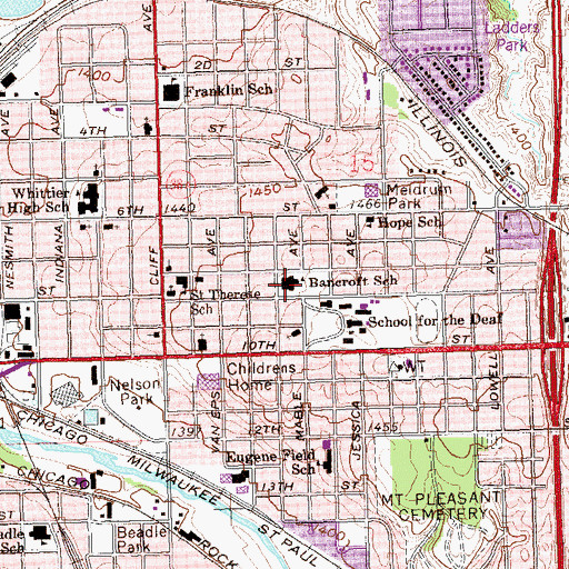 Topographic Map of Bancroft School, SD