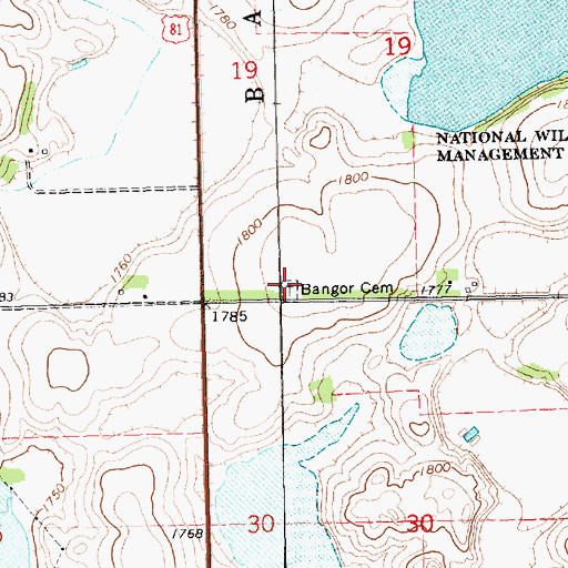 Topographic Map of Bangor Cemetery, SD
