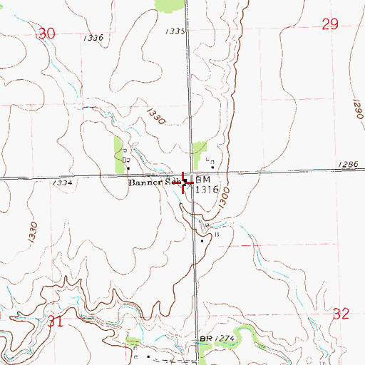 Topographic Map of Banner School, SD