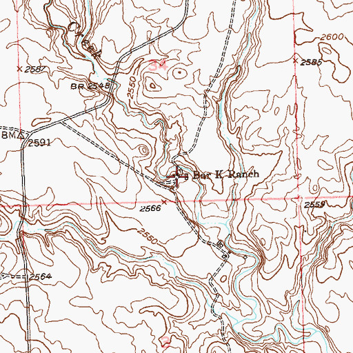Topographic Map of Bar K Ranch, SD