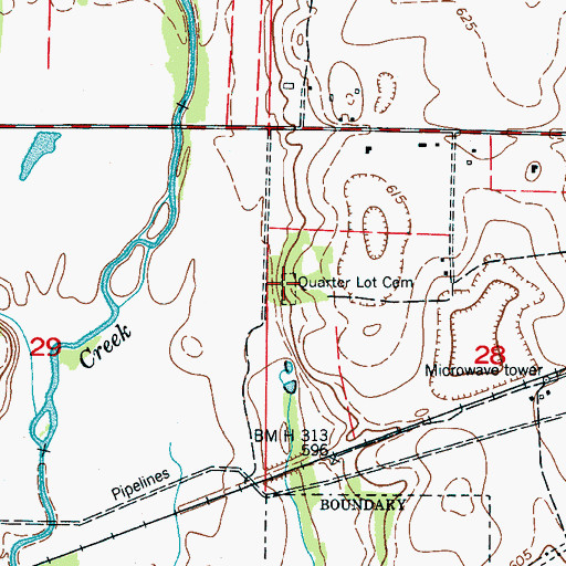 Topographic Map of Quarter Lot Cemetery, AL