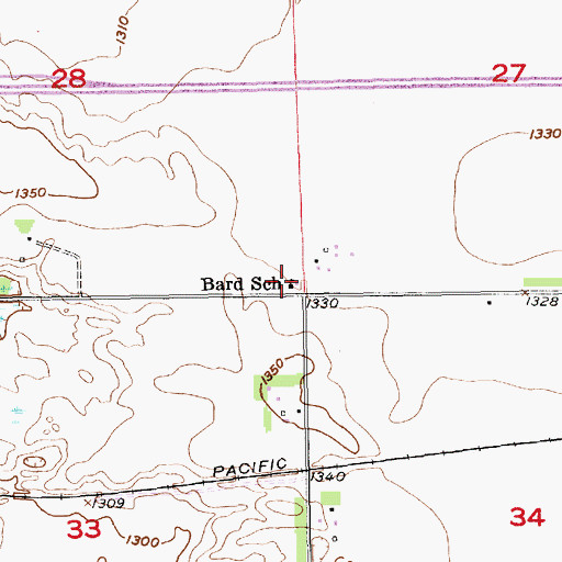 Topographic Map of Bard School, SD