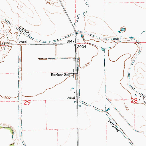 Topographic Map of Barker School, SD