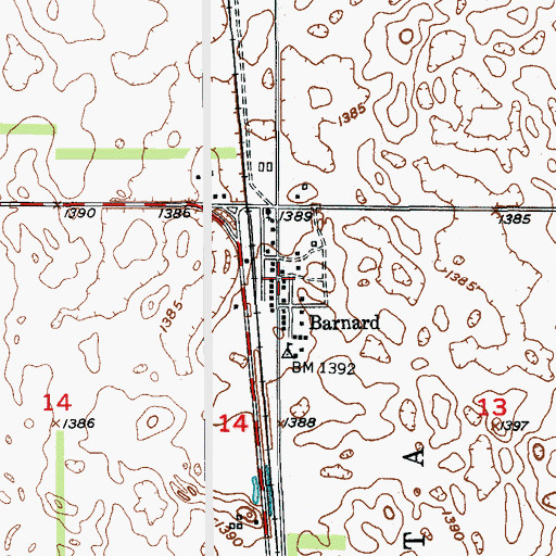 Topographic Map of Barnard, SD