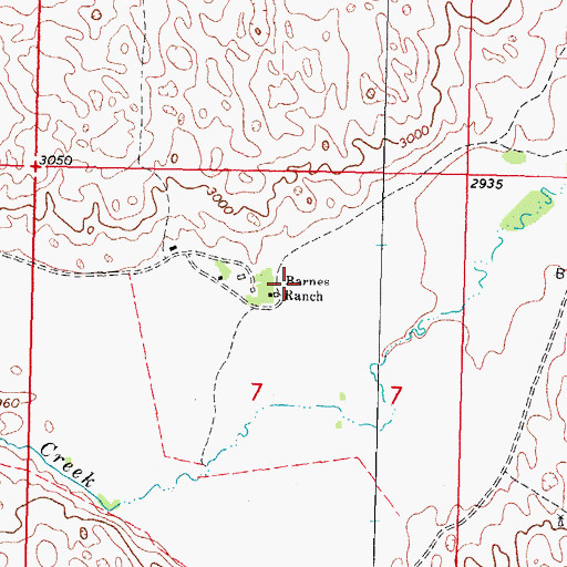 Topographic Map of Barnes Ranch, SD
