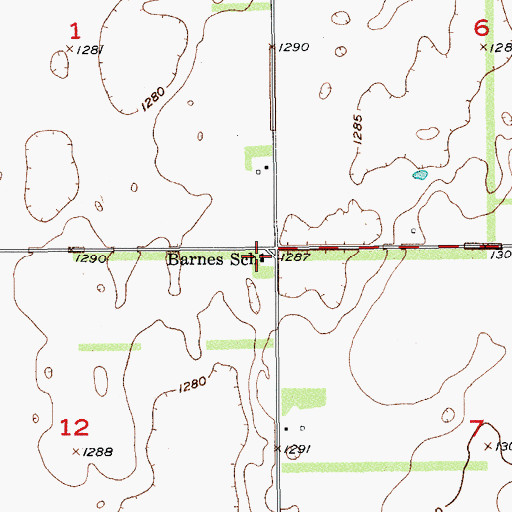 Topographic Map of Barnes School, SD