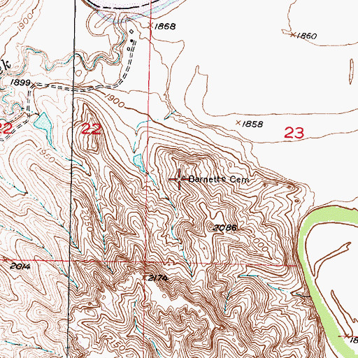 Topographic Map of Barnette Cemetery, SD