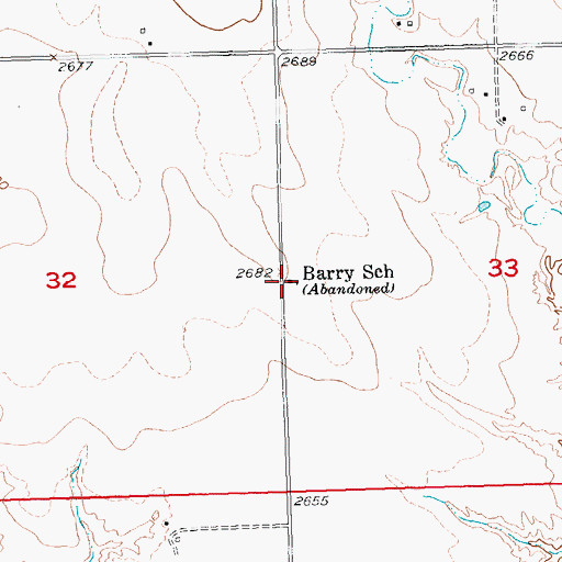 Topographic Map of Barry School, SD