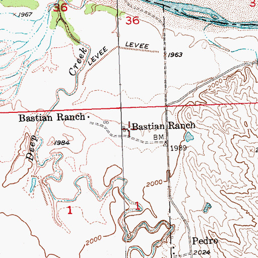Topographic Map of Bastian Ranch, SD