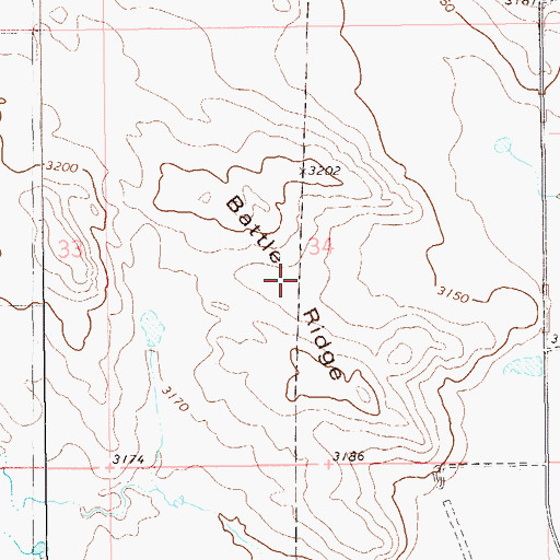 Topographic Map of Battle Ridge, SD