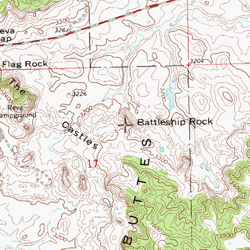 Topographic Map of Battleship Rock, SD