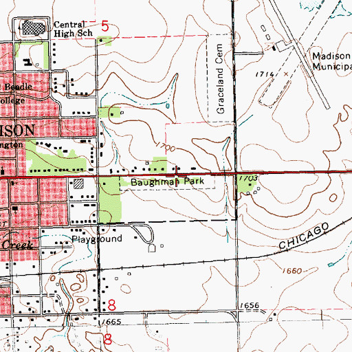 Topographic Map of Baughman Park, SD
