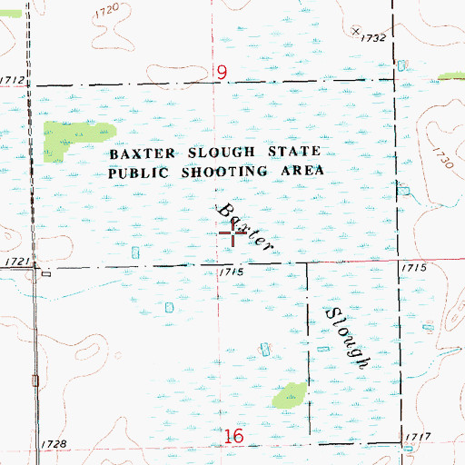 Topographic Map of Baxter Slough, SD
