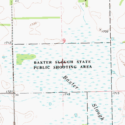 Topographic Map of Baxter Slough State Public Shooting Area, SD
