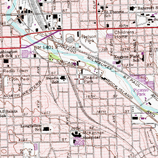 Topographic Map of Beadle Park, SD