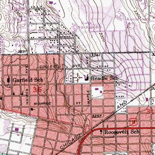 Topographic Map of General Beadle Elementary School, SD