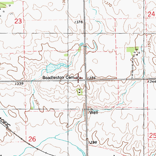 Topographic Map of Beadleston Cemetery, SD