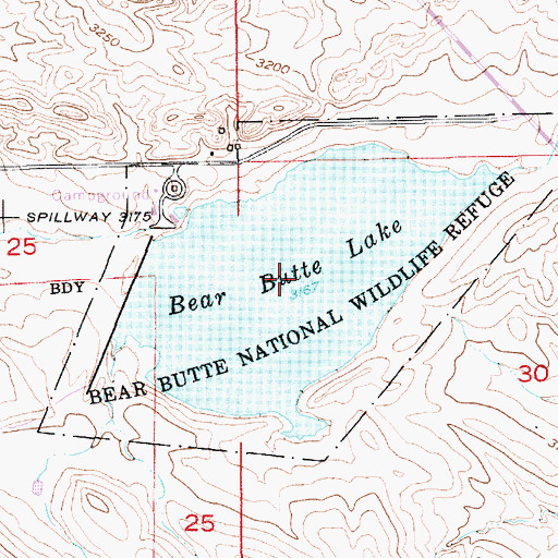 Topographic Map of Bear Butte Lake, SD