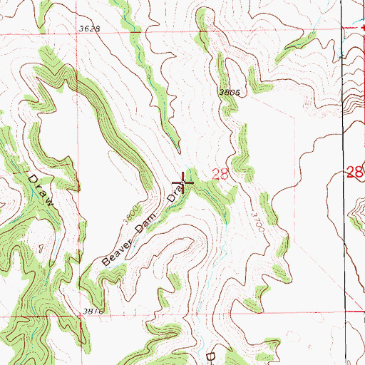 Topographic Map of Beaver Dam Draw, SD