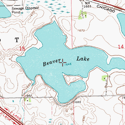 Topographic Map of Beaver Lake, SD
