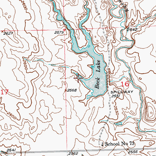 Topographic Map of Beck Lake, SD
