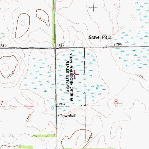 Topographic Map of Begeman State Public Shooting Area, SD