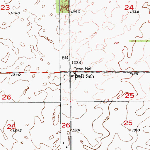 Topographic Map of Bell School, SD