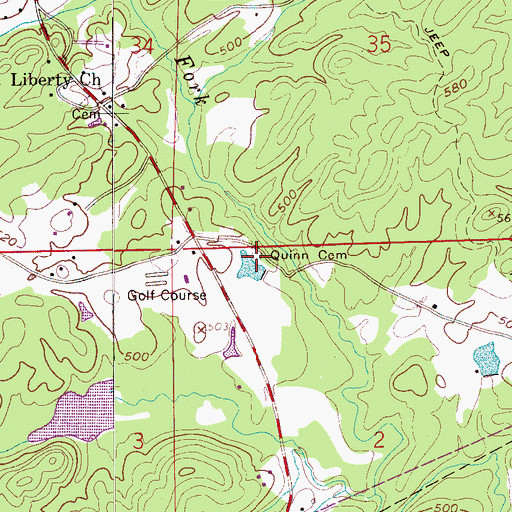 Topographic Map of Quinn Cemetery, AL